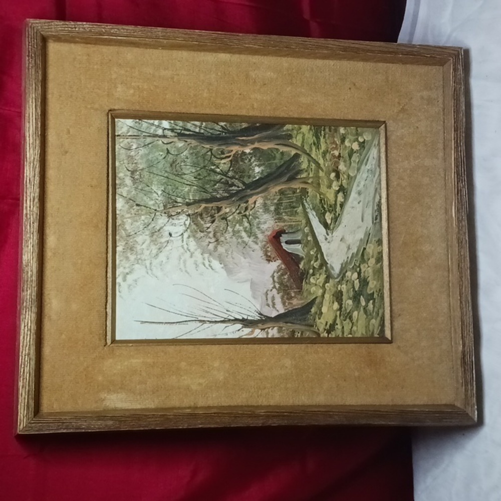 Original antique painting mushroom home